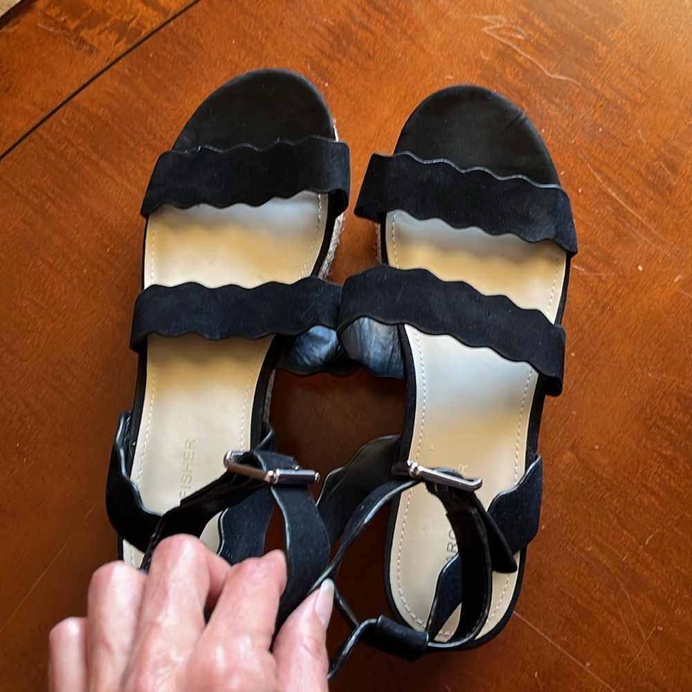 Marc Fisher Espadrilles / Wedges / Platforms Suede Leather, Ankle Strap Black 10 - Picture 4 of 11